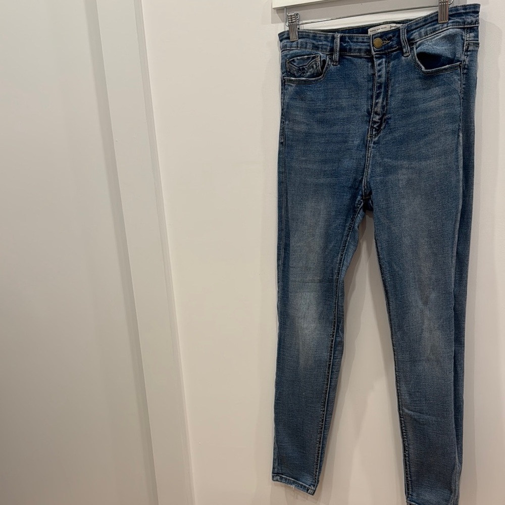 Super High Waist Soft Skinny Jeans Mid Blue